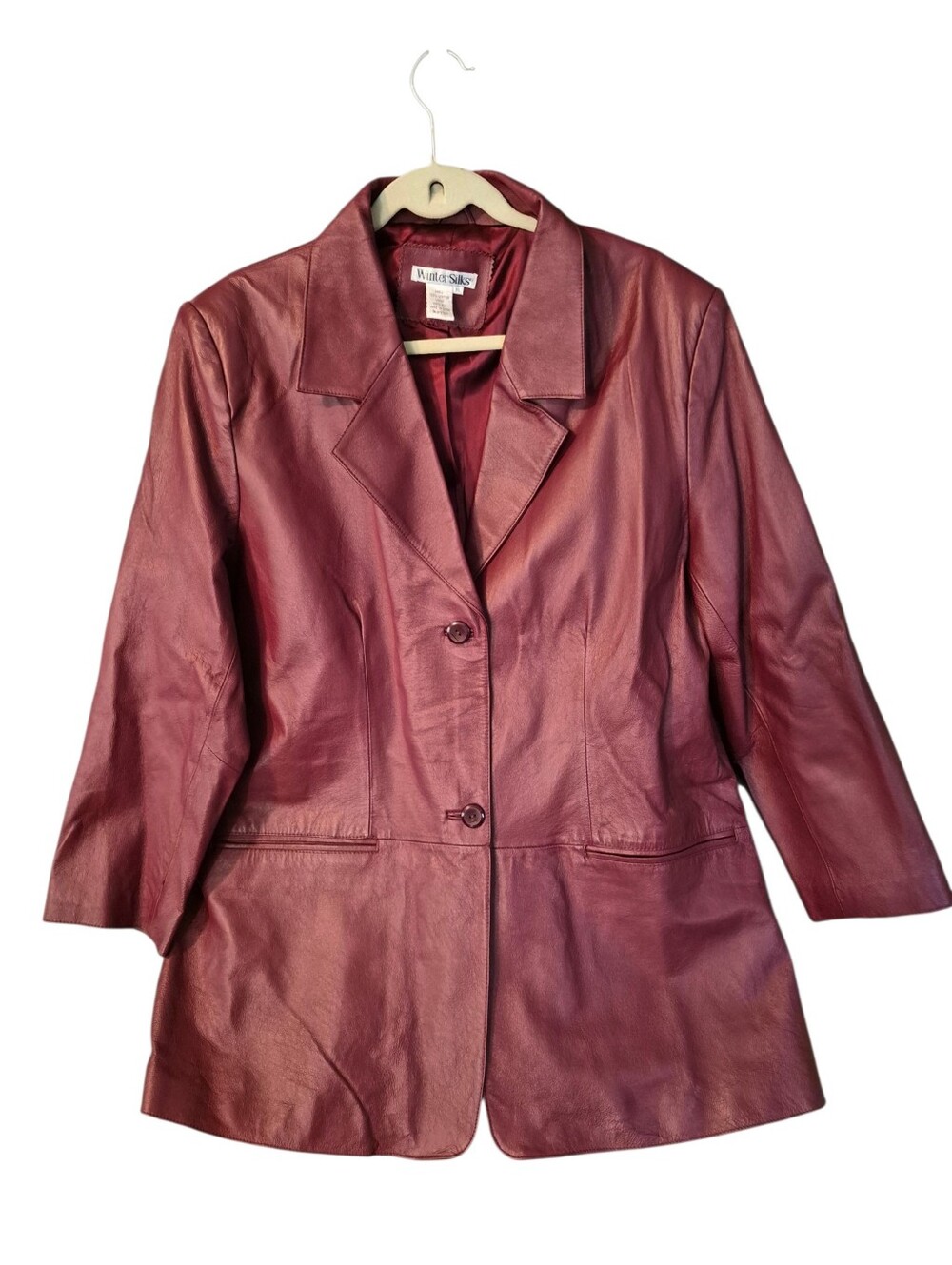 Winter Silks Burgundy Leather Jacket with silk lining - XL. G63